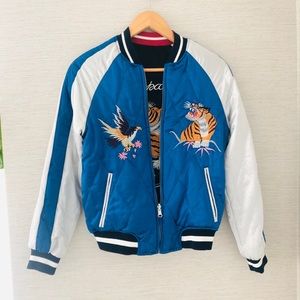 Embroidered reversible bomber jacket